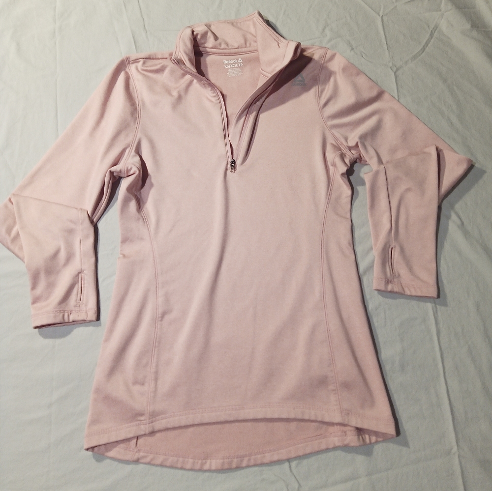 Reebok Pink Longsleeve Quarter Zip, Size XS